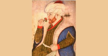 A portrait of Sultan Mehmed the Conqueror by artist Sinan Bey.