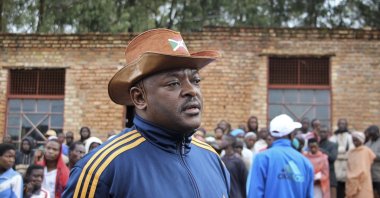 In this Thursday, May 17, 2018 file photo, Burundi's President Pierre Nkurunziza speaks to the media after casting his vote in the constitutional referendum in Buye, northern Burundi. (AP Photo)