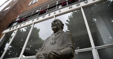 A statue of Robert Baden-Powell is seen in London, in the aftermath of protests against the death of George Floyd who died in police custody in Minneapolis, London, June 11, 2020. (REUTERS)