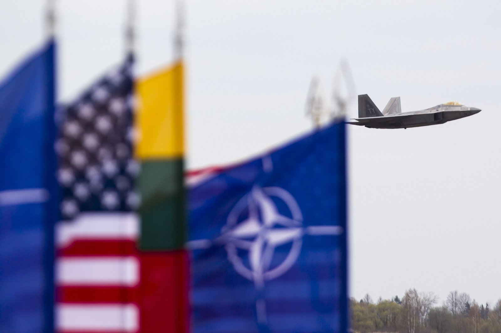 U.S. Air Force F-22 Raptor fighter jet lands at the Siauliai air base, some 230 kilometers (144 miles) east of the capital Vilnius, Lithuania, April 27, 2016. (AP Photo)