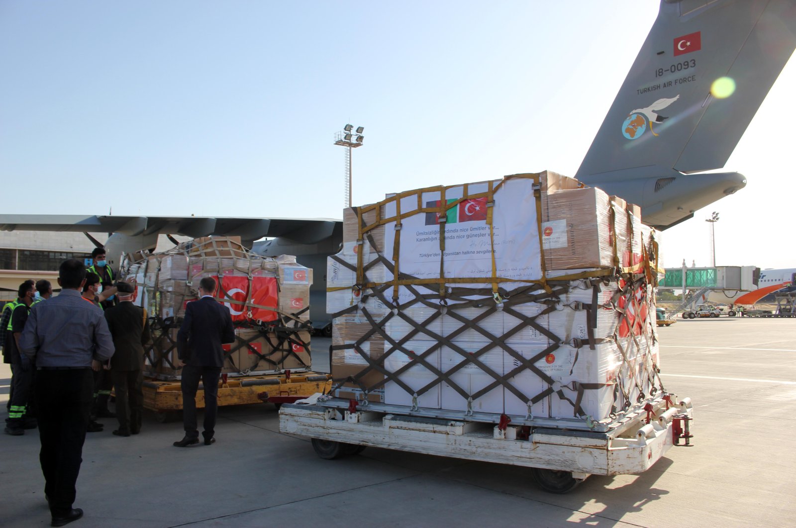 A Turkish shipment carrying medical aid against COVID-19 pandemic reaches Kabul, June 11, 2020. (AA)