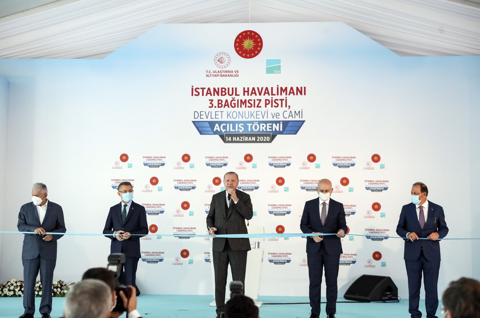 President Recep Tayyip Erdoğan attends inauguration ceremony of the third runway of Istanbul Airport on Sunday, June 14, 2020 (AA Photo)