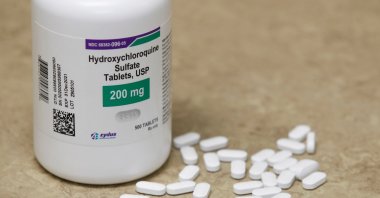 A bottle and pills of hydroxychloroquine as they sit on a counter at Rock Canyon Pharmacy in Provo, Utah, U.S., May 20, 2020. (AFP Photo)