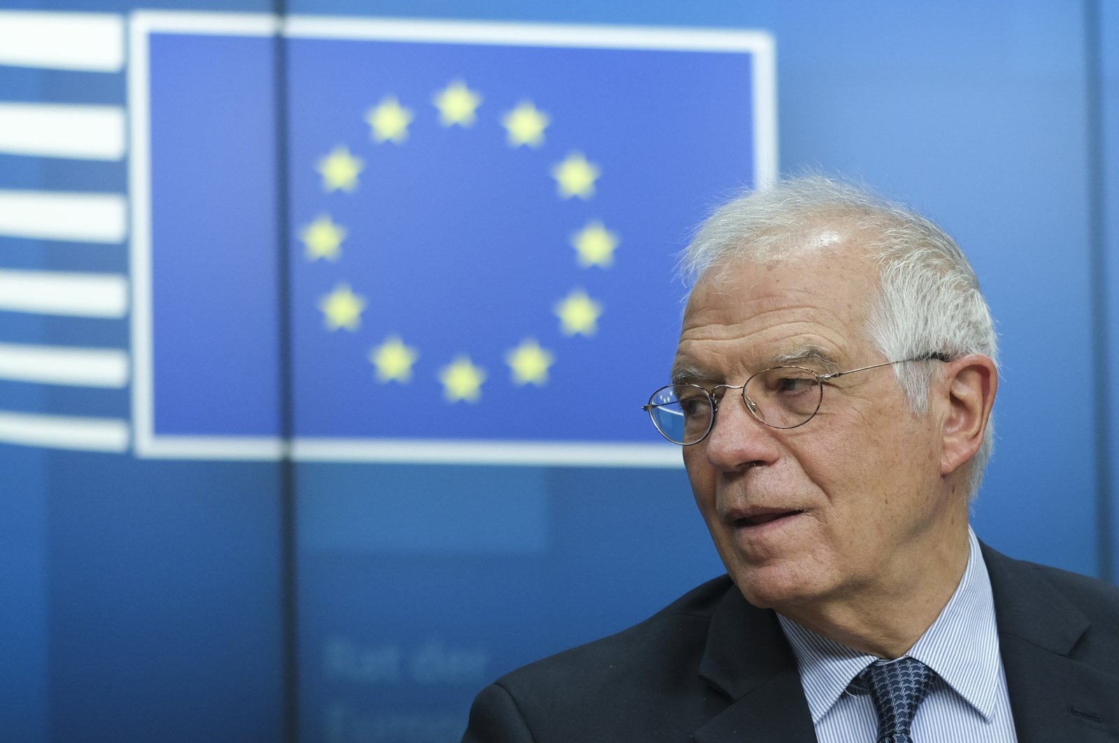 EU foreign policy chief Josep Borrell speaks during an online news conference following a videoconference for a European foreign and defense ministers meeting at the Europa building, Brussels, June 16, 2020. (AP Photo)