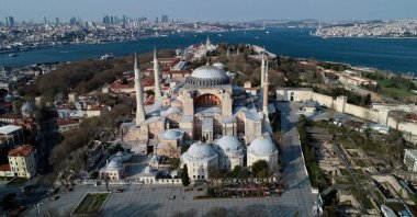 An aerial view of Hagia Sophia in Istanbul, Turkey, April 11, 2020. (REUTERS PHOTO)