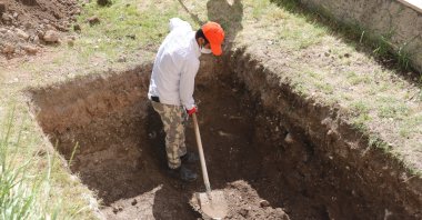 A worker digs in a presumed site of St. Vlas' grave, in Sivas, Turkey, June 17, 2020. (İHA Photo) 