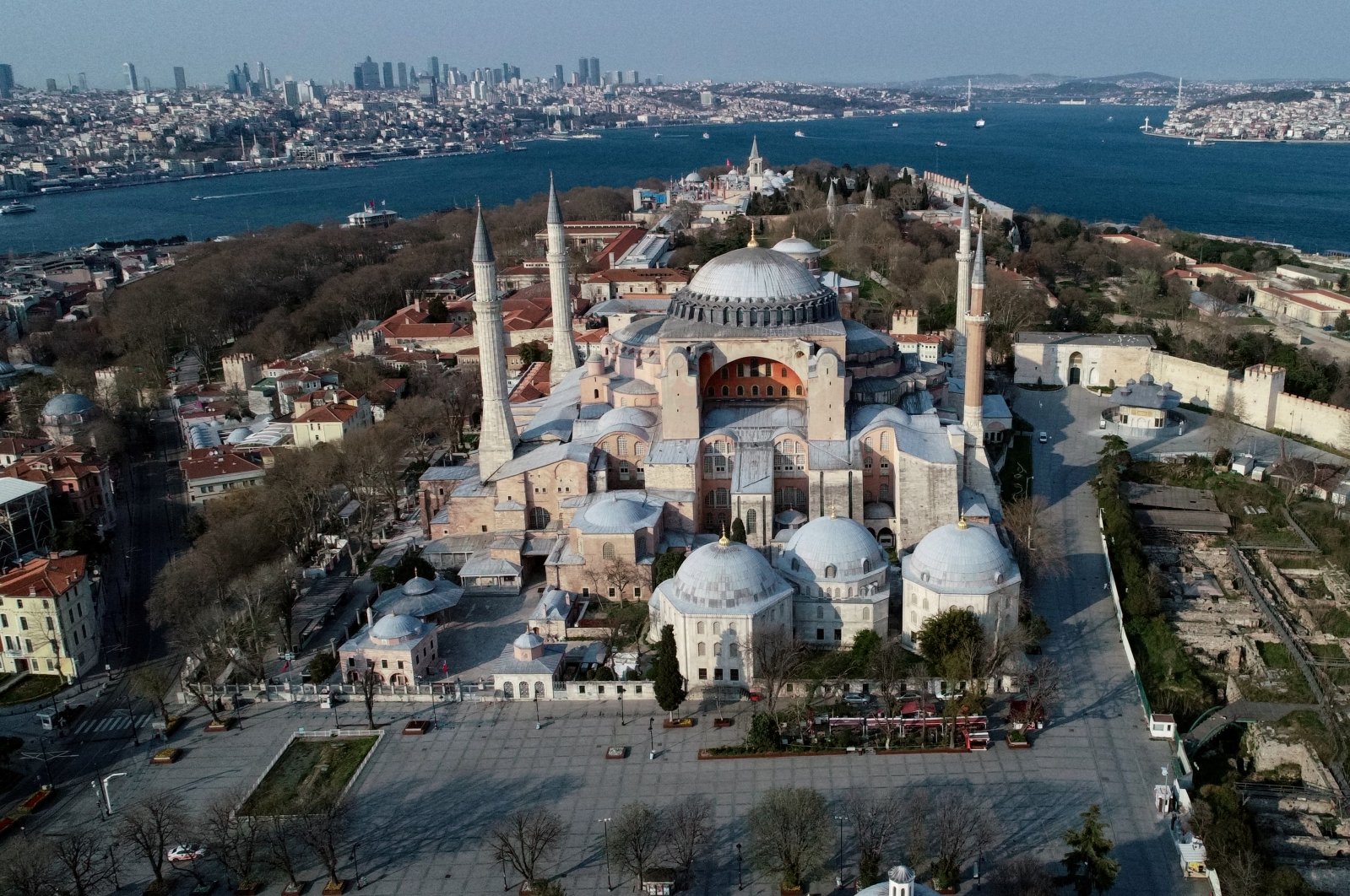 An aerial view of Hagia Sophia in Istanbul, Turkey, April 11, 2020. (REUTERS PHOTO)
