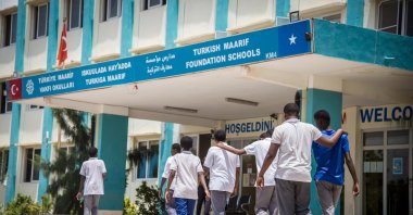 Students take a stroll in front of a school run by Turkey's Maarif Foundation in the Somali capital Mogadishu in this undated file photo. (Sabah File Photo)