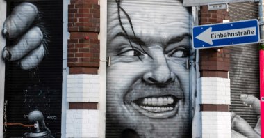 A mural featuring actor Jack Nicholson from the film "The Shining" can be seen on a Kreuzberg house wall, Berlin, Germany, May 13, 2019. (Getty Images)