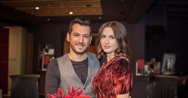 Turkish actor Murat Yıldırım and his wife Iman Elbani pose for a photo, 2018. (Photo by Hatice Çınar)