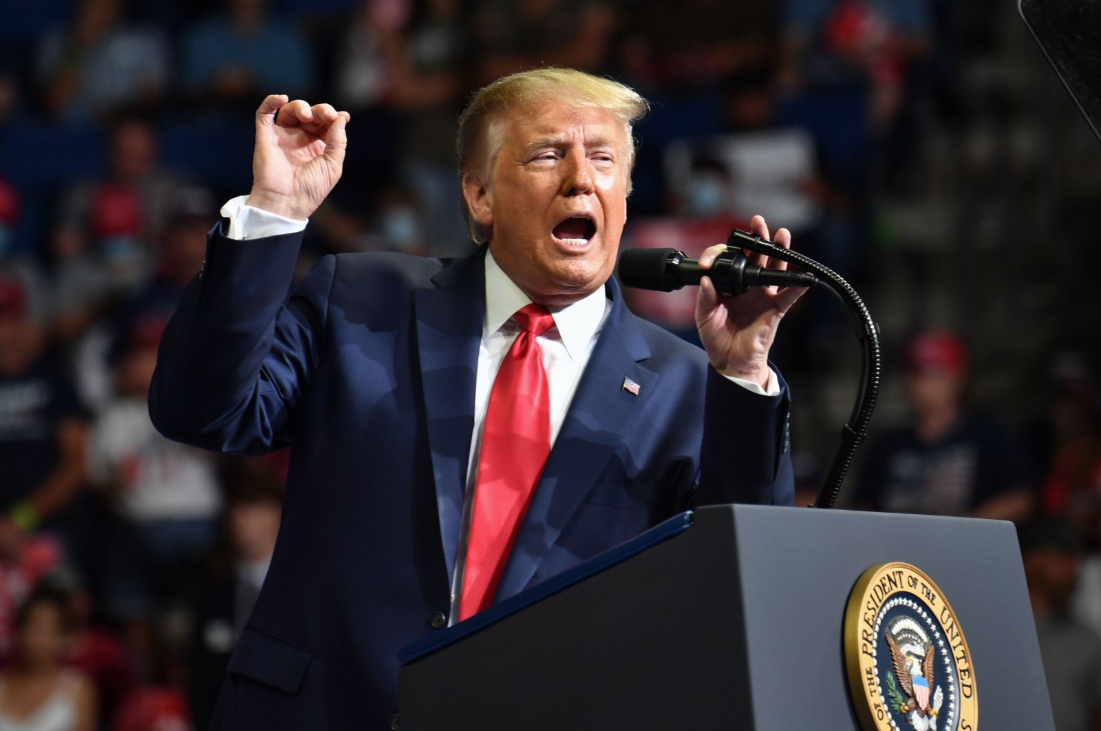U.S. President Donald Trump speaks during a campaign rally at the BOK Center in Tulsa, Oklahoma, U.S., June 20, 2020. (AFP Photo)