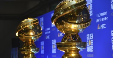 Replicas of Golden Globe statues at the nominations for the 77th annual Golden Globe Awards in Beverly Hills, Calif., U.S. on Dec. 9, 2019. (AP Photo)