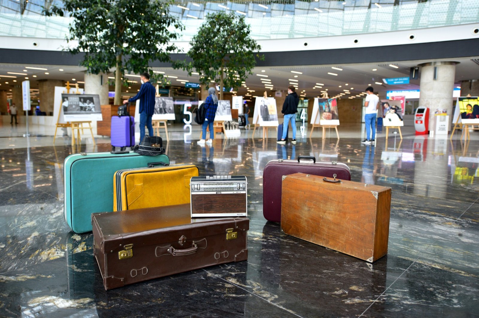 Wooden suitcases on display at the exhibition. (AA PHOTO)