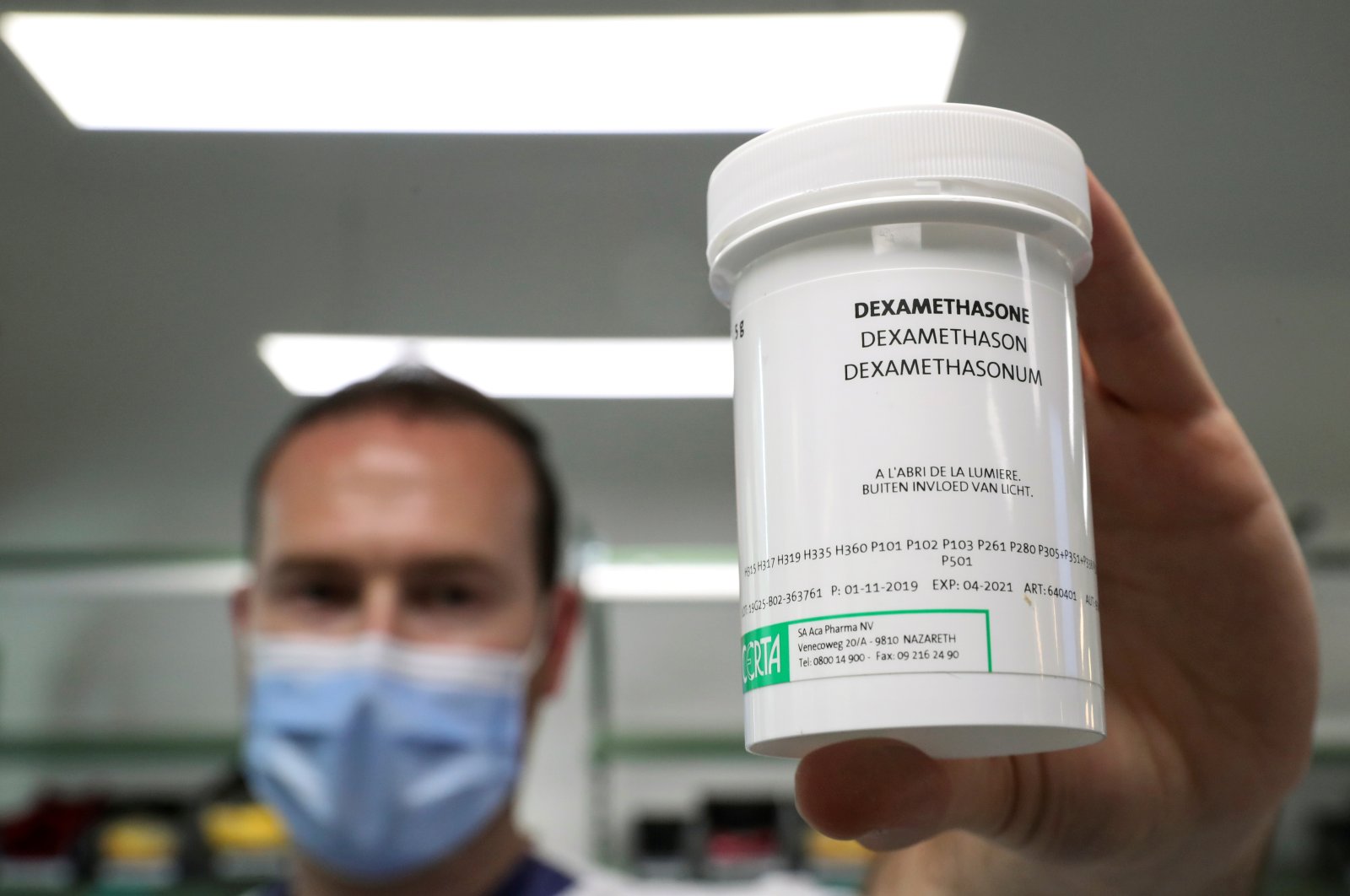 A pharmacist displays a box of Dexamethasone at the Erasme Hospital amid the coronavirus outbreak, in Brussels, Belgium, June 16, 2020. (Reuters Photo)