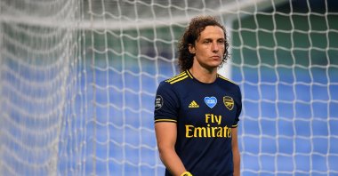 David Luiz leaves the pitch after receiving a red card during a Premier League match in Manchester, England, June 17, 2020. (AFP Photo)