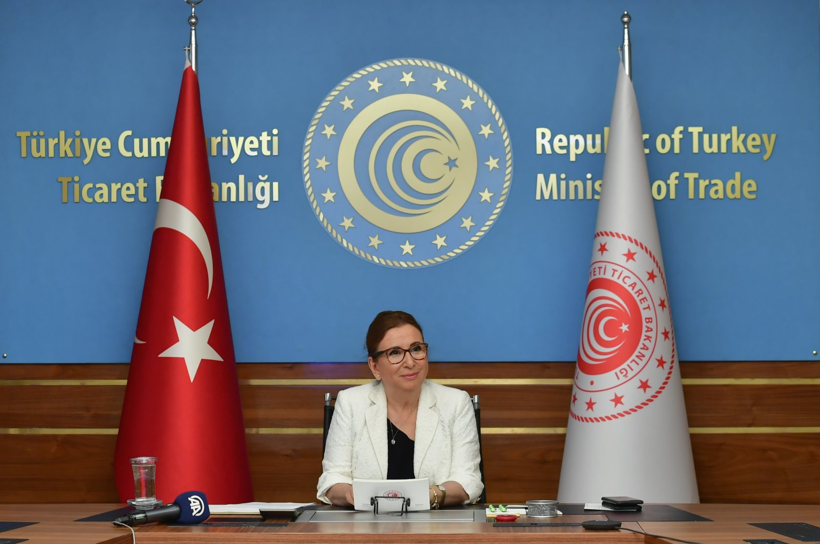 Turkey's Trade Minister Ruhsar Pekcan speaks during a meeting at the ministry's headquarters, Ankara, June 24, 2020. 