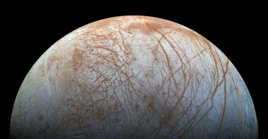 A view of Jupiter's moon Europa created from images taken by NASA's Galileo spacecraft in the late 1990s, obtained by Reuters, May 14, 2018. (NASA / JPL-Caltech / SETI Institute / Handout via Reuters)