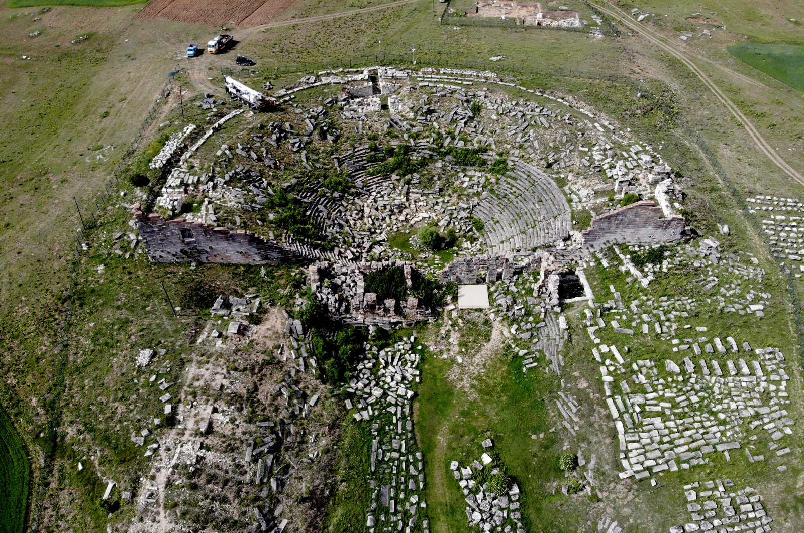 The restoration works have already started at the theater part of the ancient city. (AA PHOTO)