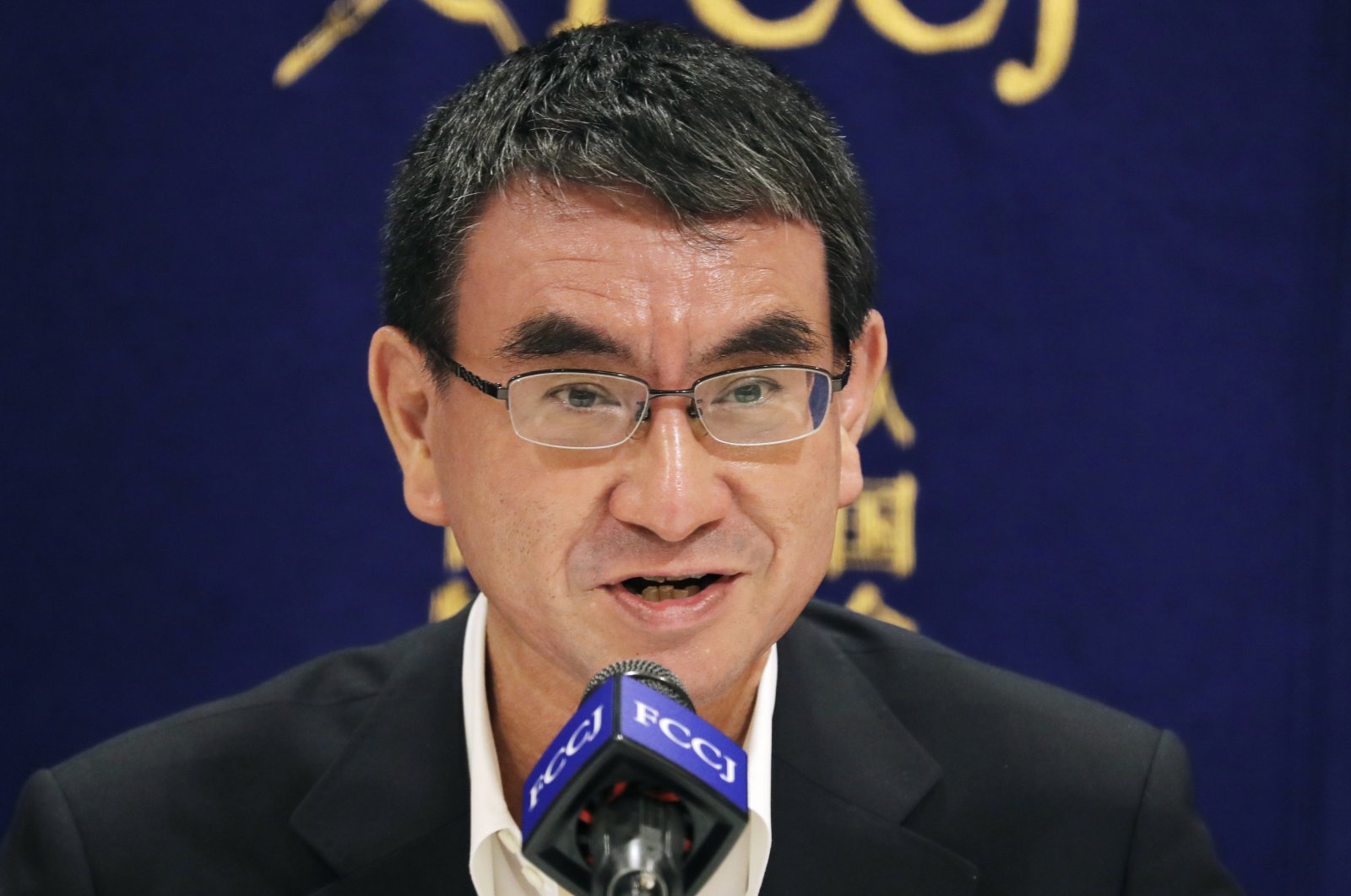 Japanese Defense Minister Taro Kono speaks during a news conference in Tokyo, Japan, June 25, 2020. (AP Photo)