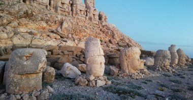 Sculptures of Persian and Greek gods on Mount Nemrut's east terrace. (Paris Achen / Daily Sabah)