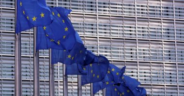 European Union flags fly outside the European Commission headquarters in Brussels, Belgium, February 19, 2020. (Reuters Photo)