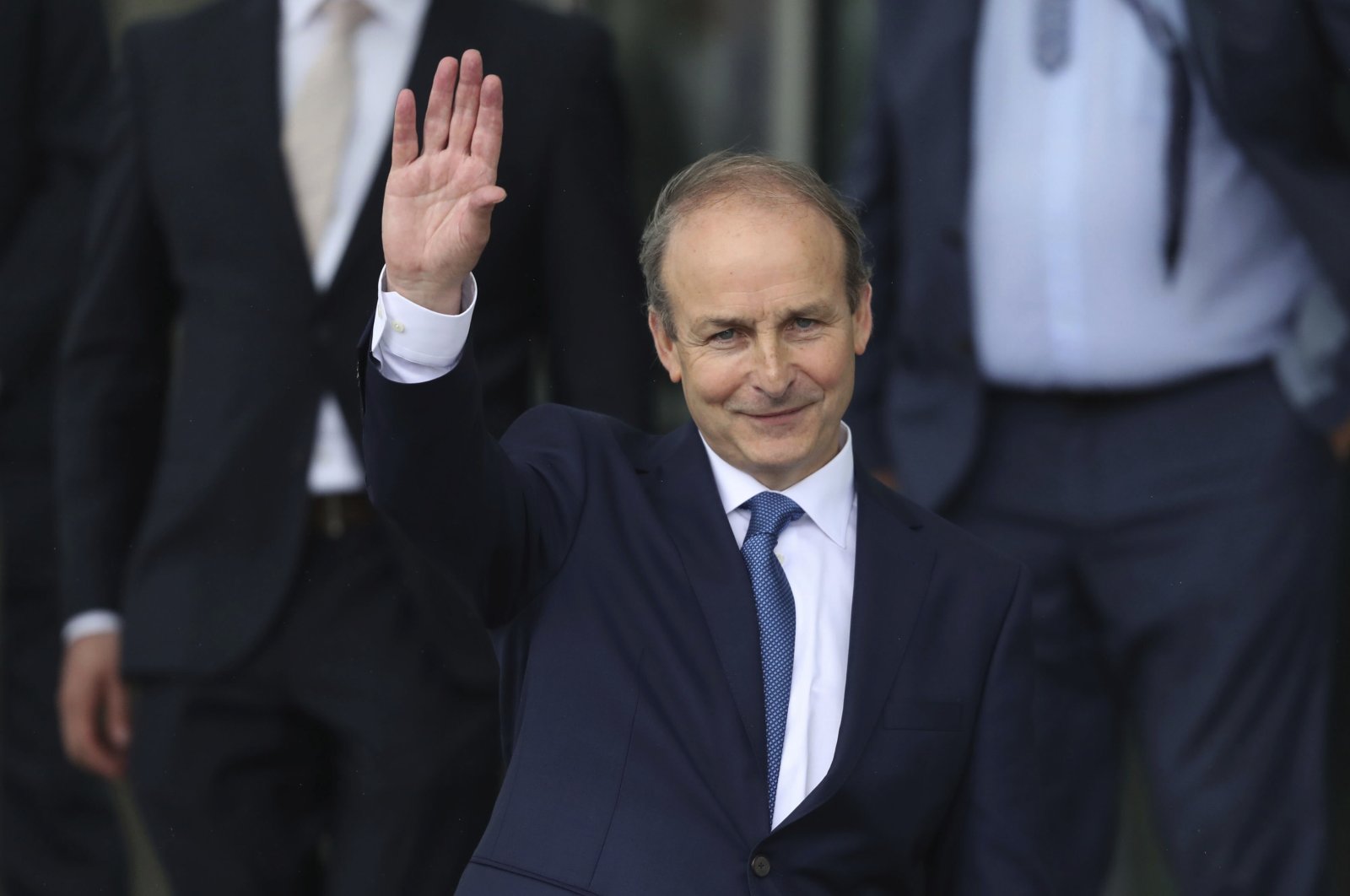 Fianna Fail party leader Micheal Martin leaves the Dail government in Dublin, where he has been officially elected as the new Irish Premier, June 27, 2020. (AP Photo)
