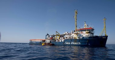 German nongovernmental search and rescue ship Sea-Watch 3 is seen at sea during a search and rescue (SAR) operation in the Mediterranean Sea, off the Libyan coast, June 17, 2020. (Sea Watch / Handout via Reuters)
