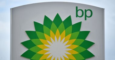 The BP logo is seen at a BP gasoline and diesel filling station in Hildenborough, southeast of London, England, June 15, 2020. (AFP Photo)
