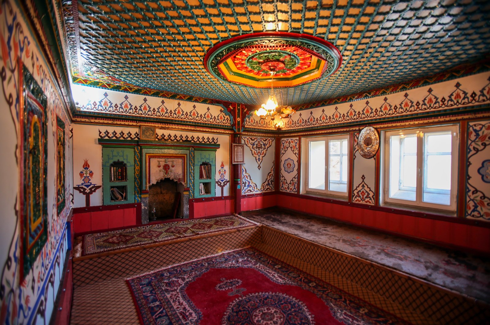 The ornate rooms are the places where social life continues in the village. (İHA Photo)
