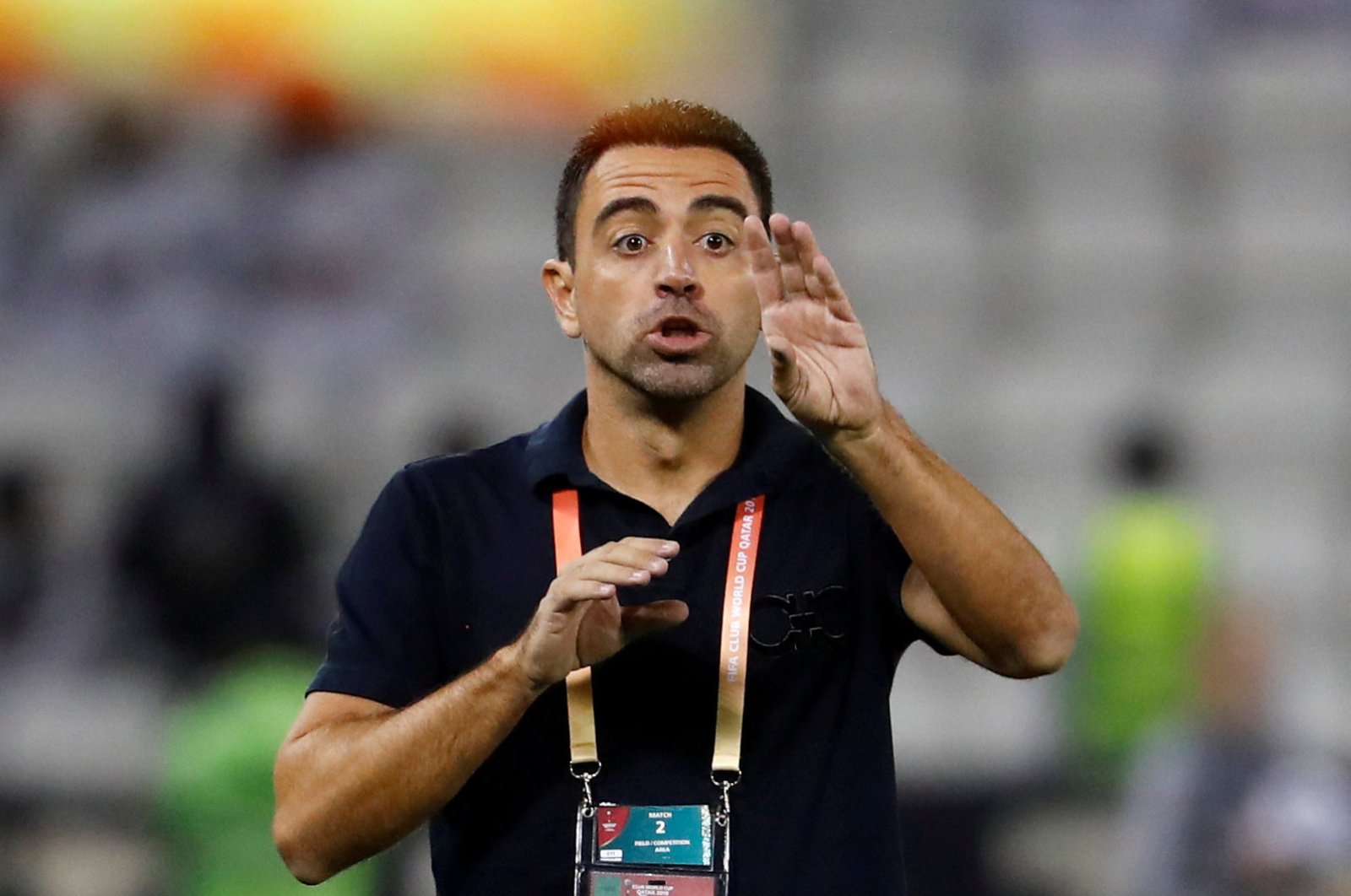 Al Sadd coach Xavi Hernandez reacts during the Club World Cup quarterfinal football match between Monterrey and Al Sadd at the Jassim Bin Hamad Stadium in Doha, Qatar, Dec. 14, 2019. (Reuters Photo)