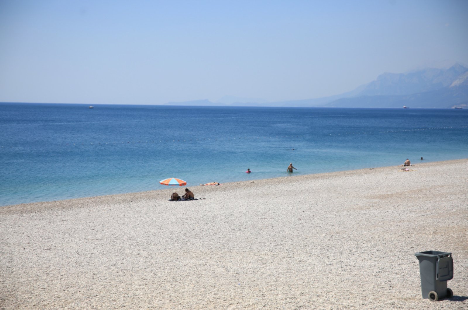 A beach looks deserted in southern Antalya province during the curfew implemented for the nationwide university entrance exams, June 27, 2020. (AA Photo)