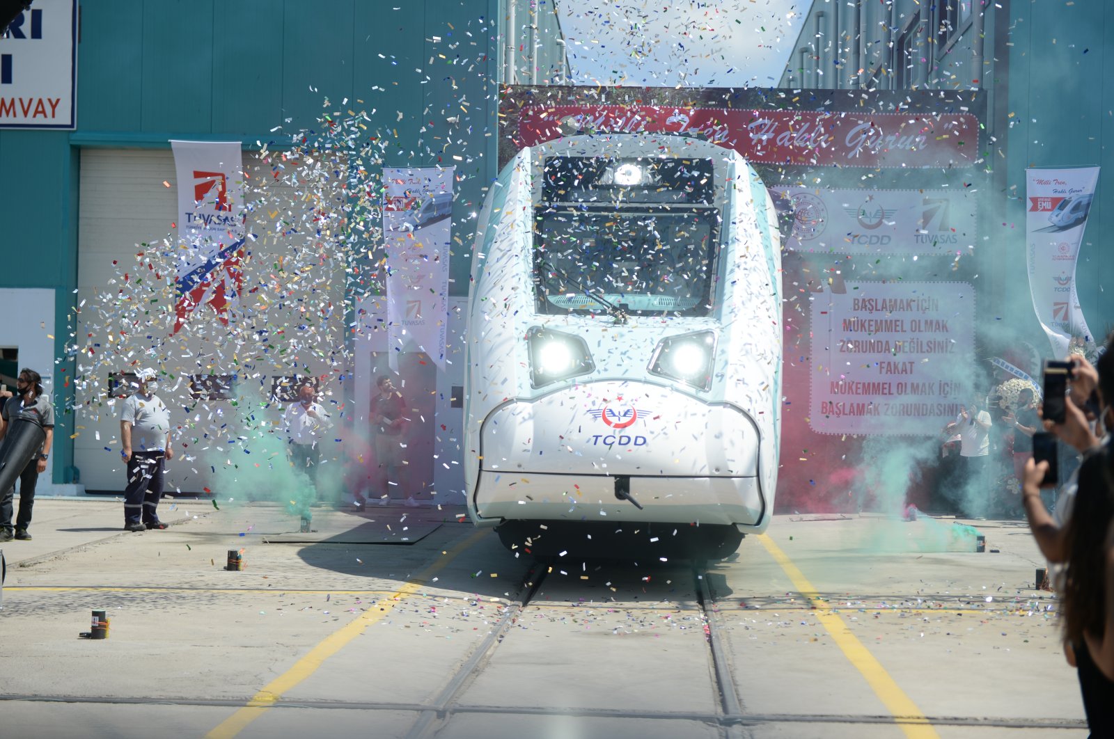 A prototype of Turkey's first indigenous electric train at the Turkish Wagon Industry (TÜVASAŞ) plant in the northwestern province of Sakarya, June 29, 2020. (AA Photo)
