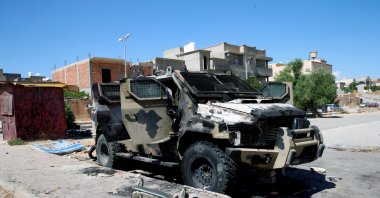 A destroyed and burnt vehicle, that belongs to the putschist Gen. Khalifa Haftar, is seen in Gharyan, south of Tripoli, Libya June 27, 2019. (Reuters File Photo)