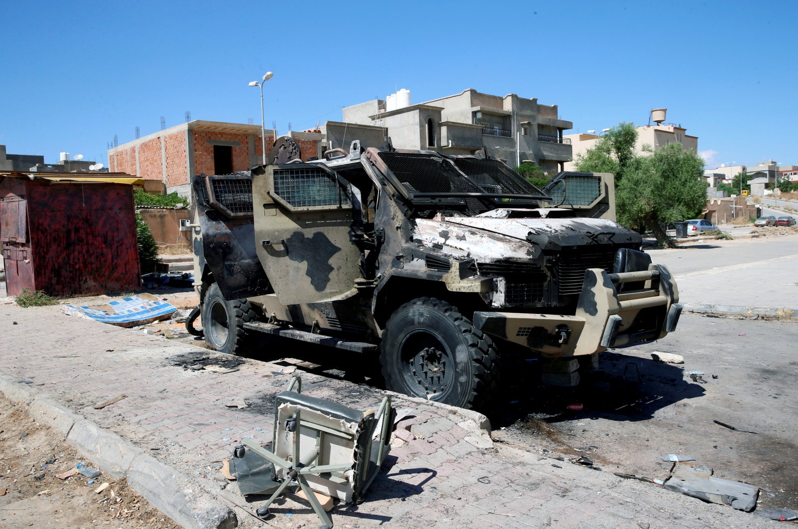 A destroyed and burnt vehicle, that belongs to the putschist Gen. Khalifa Haftar, is seen in Gharyan, south of Tripoli, Libya June 27, 2019. (Reuters File Photo)