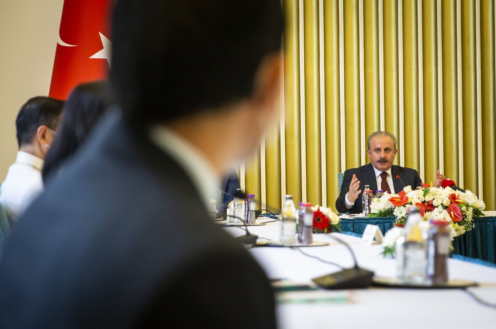Parliament speaker, Mustafa Şentop, meets with envoys from member states of the Association of Southeast Asian Nations (ASEAN), in Ankara, June 29, 2020. (AA)