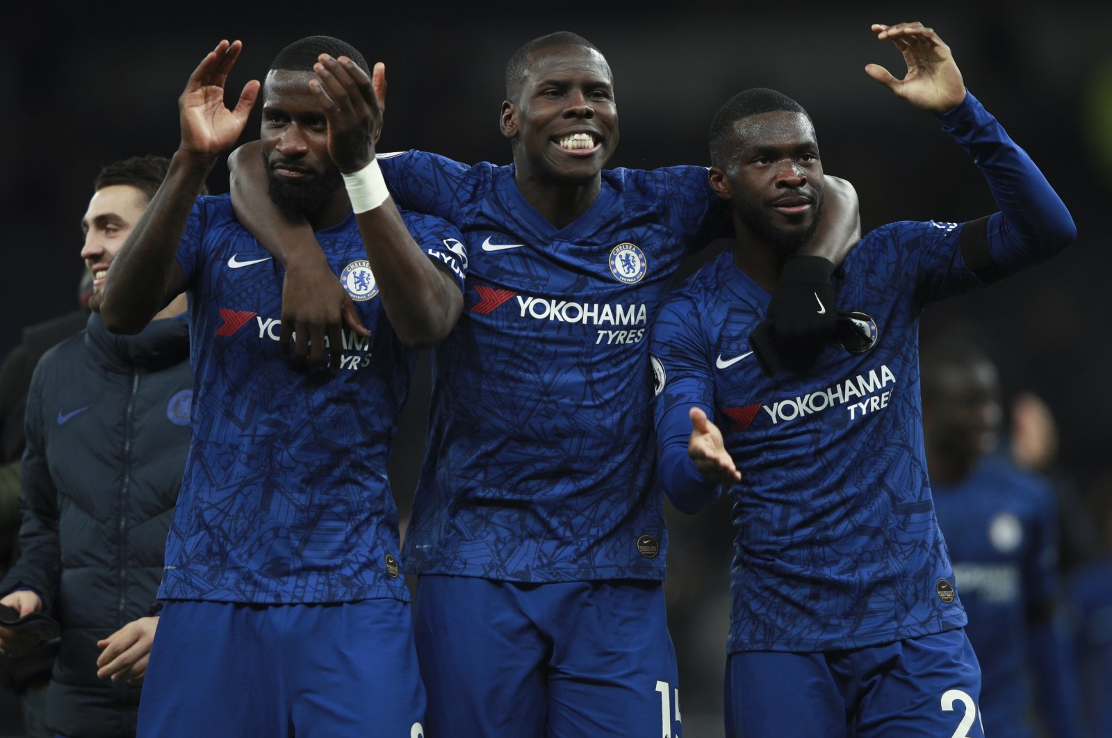 Chelsea's Antonio Rudiger (L) was allegedly the target of a racist attack after a match against Tottenham Hotspur in London, Britain, Dec. 22, 2019. (AP Photo)