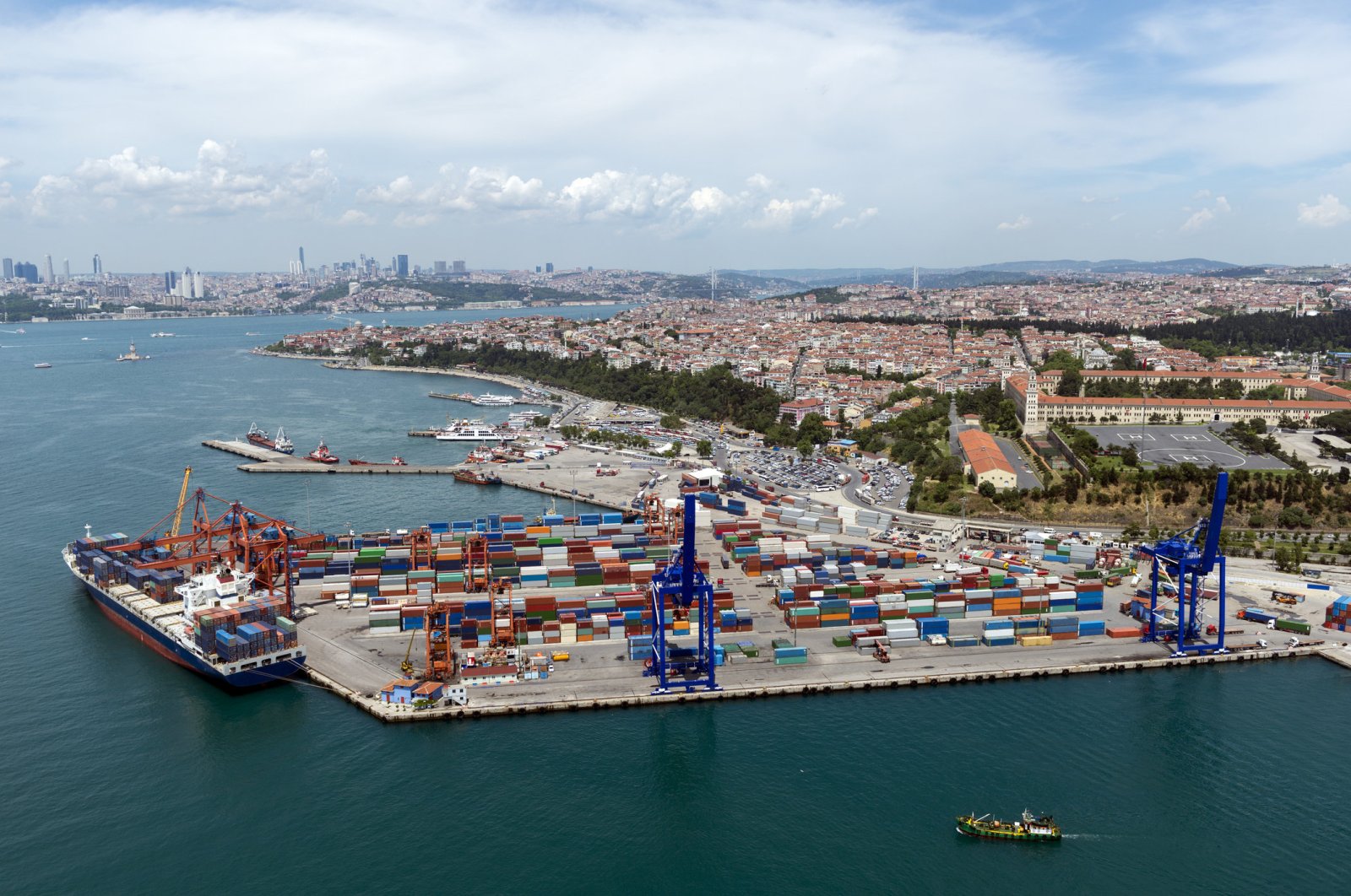 Aerial view of the container port and ship in Haydarpaşa Istanbul, Turkey. (Getty Images)