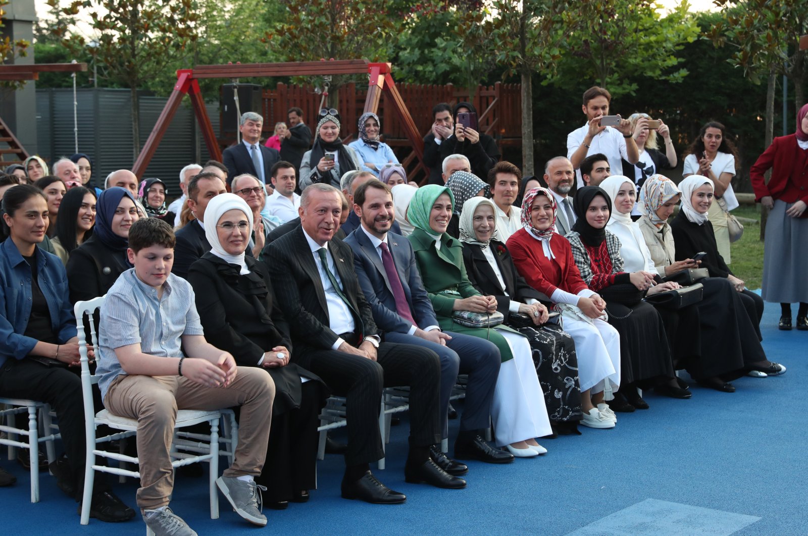 President Recep Tayyip Erdoğan sits next to his wife Emine Erdoğan, his daughter Esra Albayrak, his son-in-law Berat Albayrak and his grandson Ahmet Akif during an event in Istanbul, Turkey, June 22, 2019. (AA Photo) 