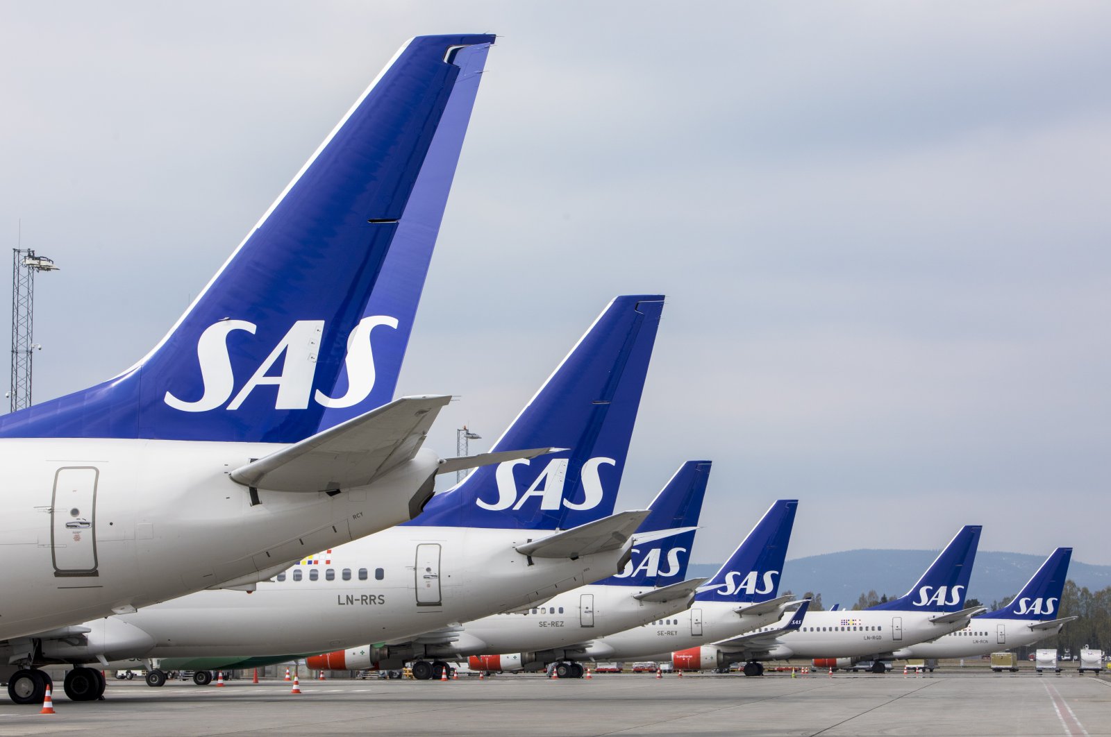 SAS planes are grounded at Oslo Gardermoen airport during pilots strikes, in Oslo, April 26, 2019 file photo. (NTB Scanpix via AP)