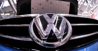 A Volkswagen logo is pictured in a production line at the Volkswagen plant in Wolfsburg, Germany, March 1, 2019. (Reuters Photo)