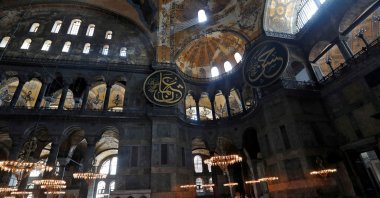People visit Hagia Sophia or Ayasofya, a UNESCO World Heritage Site, which was a Byzantine cathedral before being converted into a mosque and is now a museum, in Istanbul, Turkey, June 30, 2020. (Reuters File Photo)