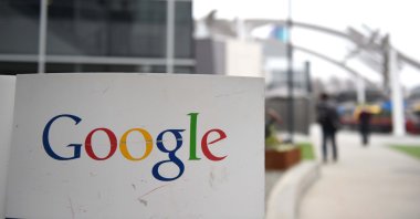 The Google logo is seen on the Google campus in Mountain View, California, Feb. 20, 2015.