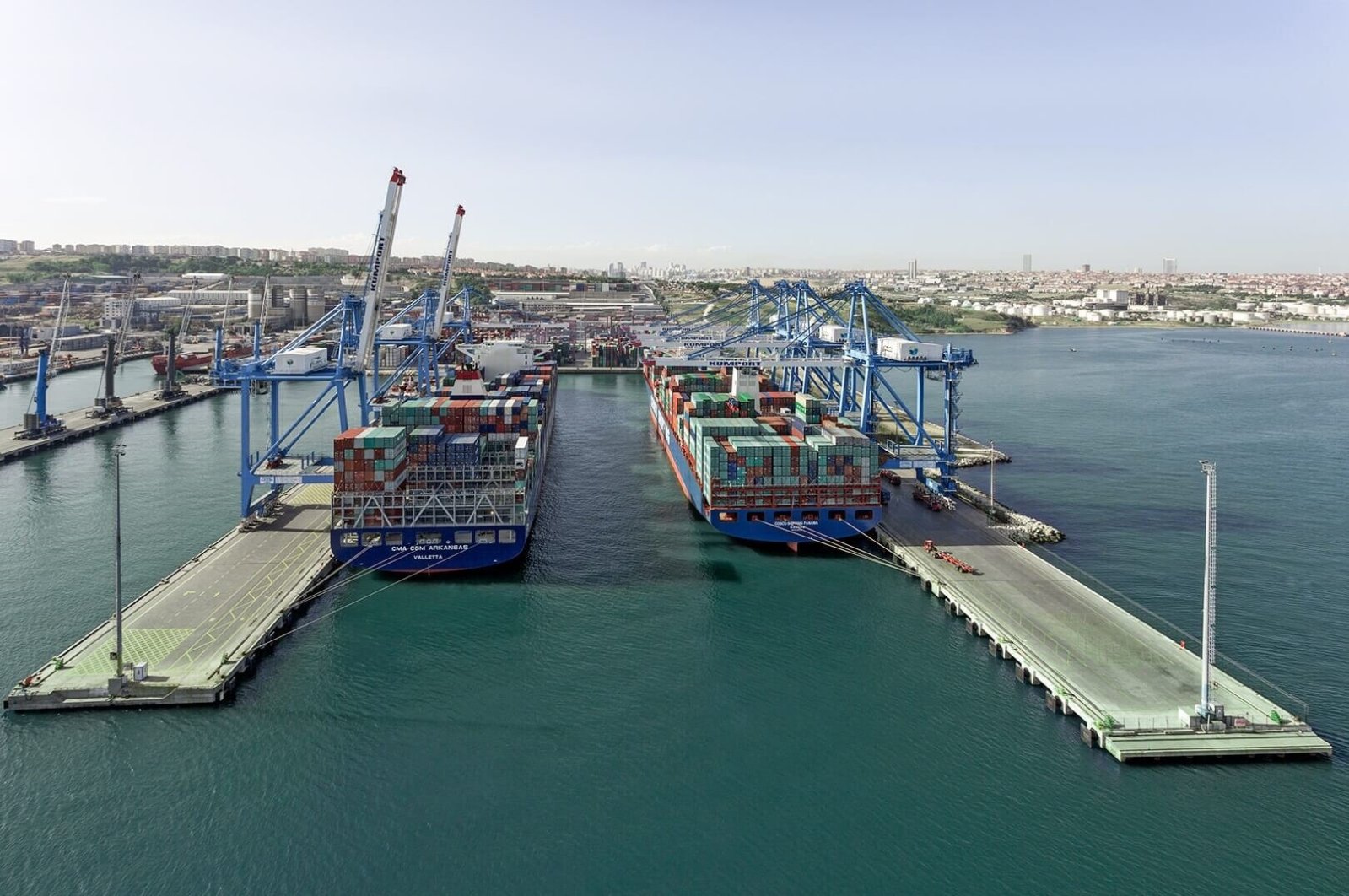 Container ships at Kumport, one of Turkey's largest ports, Istanbul. (Courtesy of Kumport)