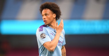 Leroy Sane of Manchester City comes on from the bench during the English Premier League football match between Manchester City and Burnley at the Etihad Stadium in Manchester, England, June 22, 2020. (EPA Photo)