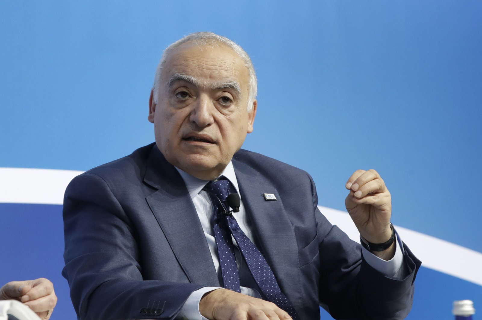 Then-U.N. special envoy to Libya Ghassan Salame speaks during the Mediterranean Dialogues conference in Rome, Italy, Dec. 7, 2019. (AP Photo)