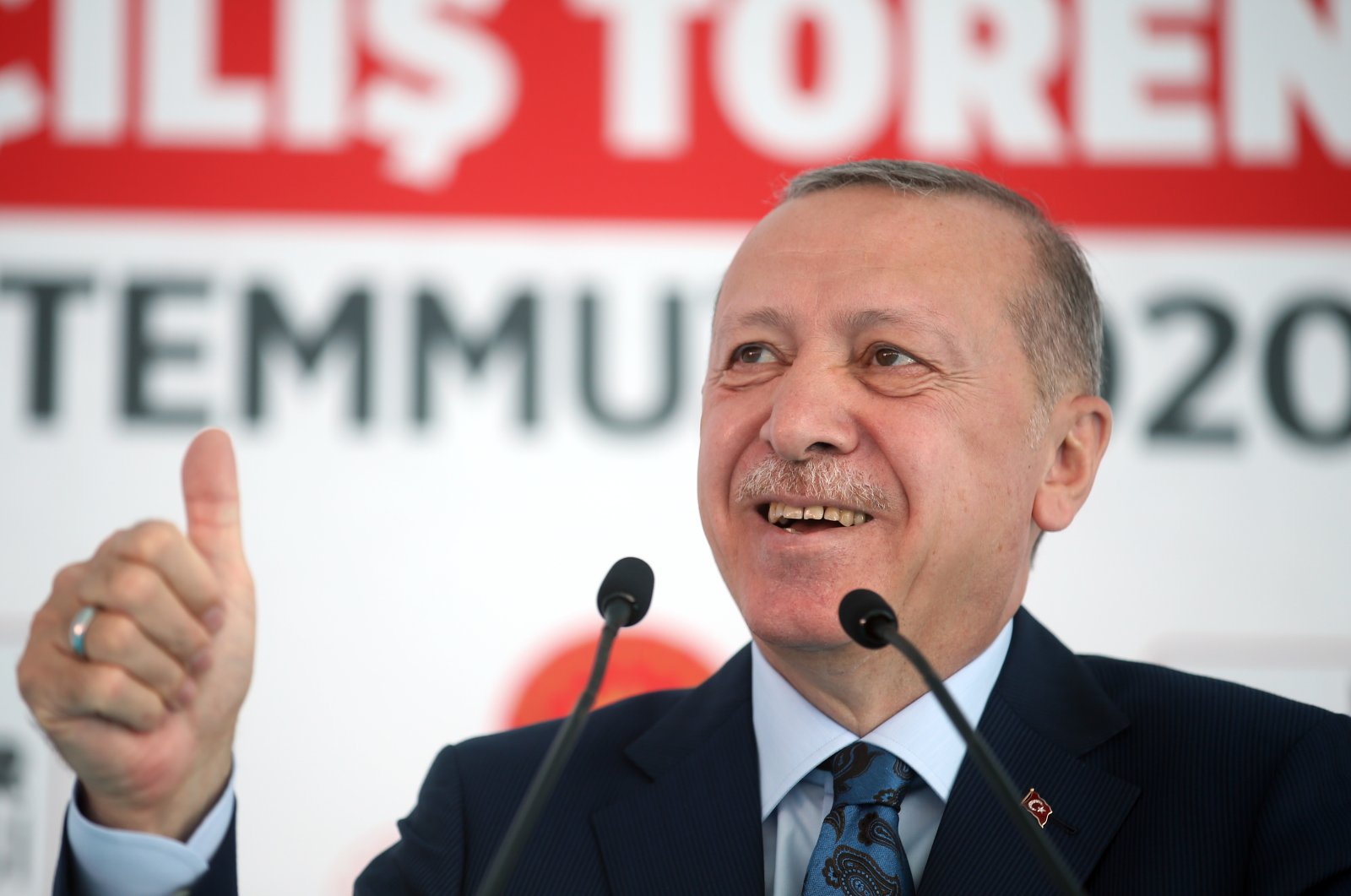 President Recep Tayyip Erdoğan speaks at the inauguration ceremony of Kartal City Hospital, Istanbul, July 4, 2020. (AA Photo)