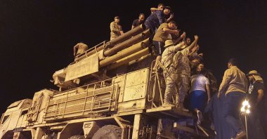 Forces loyal to Libya's U.N.-recognised Government of National Accord (GNA) parade a Pantsir air defense system truck in the capital Tripoli after its capture at al-Watiya airbase, May 20, 2020. (AFP Photo)
