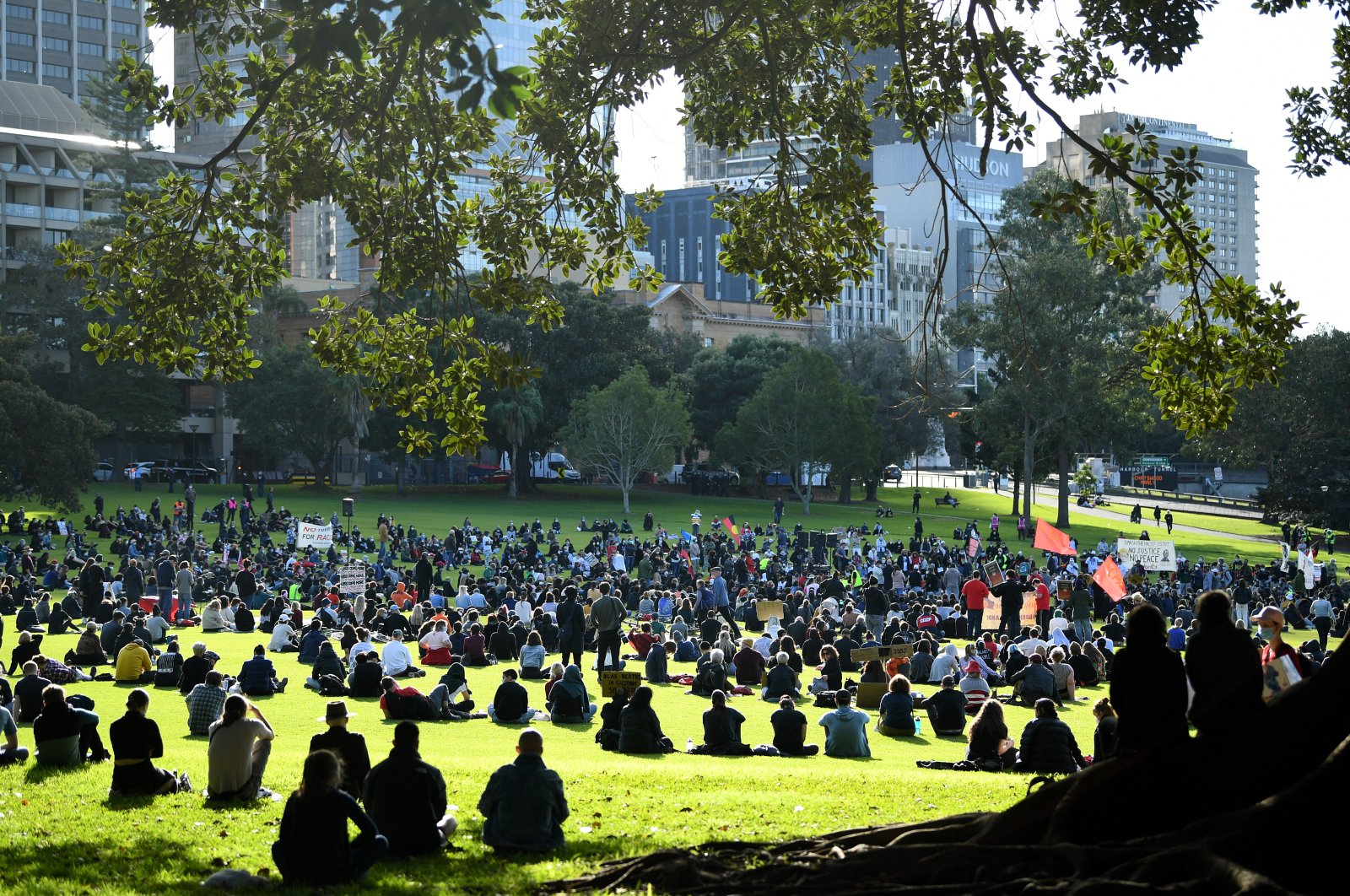 Protesters participate in a Black Lives Matter (BLM) rally at The Domain in Sydney, Australia, July 5, 2020. (EPA Photo)