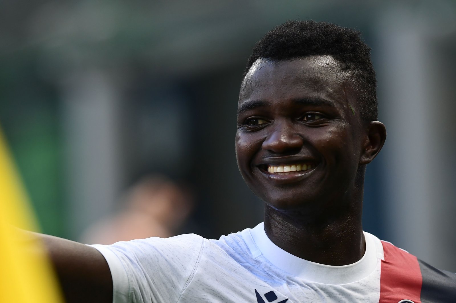 Bologna's Musa Juwara smiles after his team's win against Serie A giants Inter Milan in Milan, Italy, July 5, 2020. (AFP Photo)
