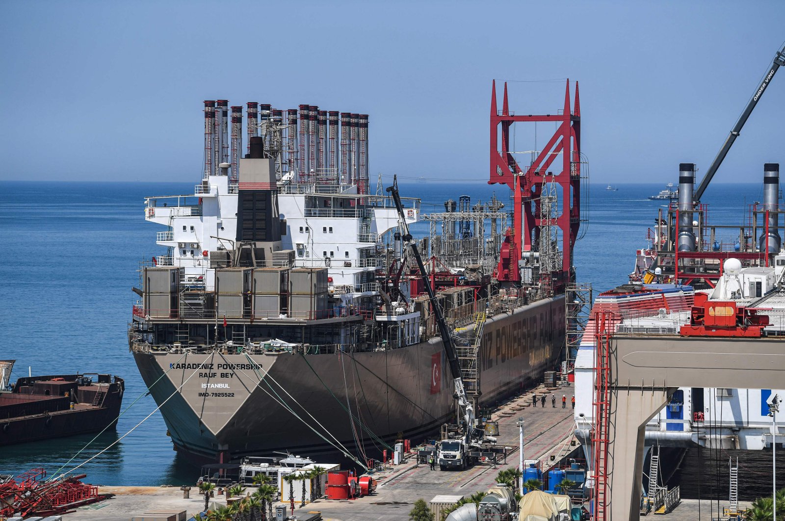 The powership Raif Bey docks in a shipyard in Yalova's Altınova district, Turkey, June 16, 2020. (AFP Photo)